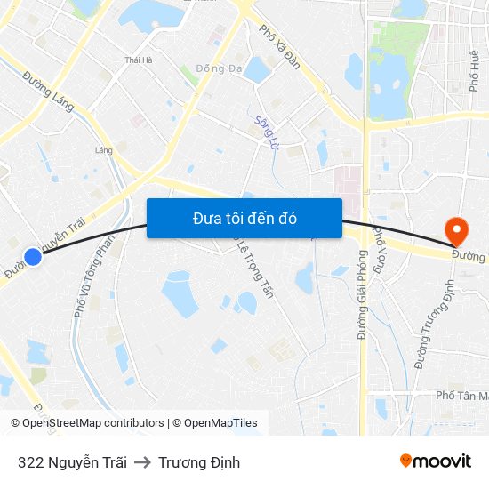 322 Nguyễn Trãi to Trương Định map