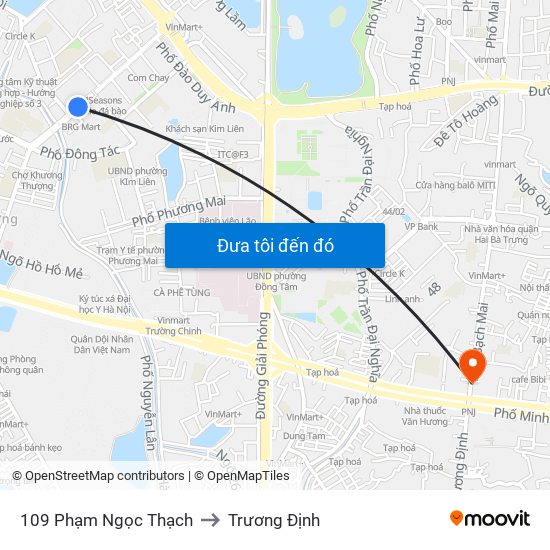 109 Phạm Ngọc Thạch to Trương Định map