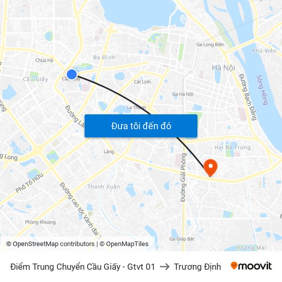 Điểm Trung Chuyển Cầu Giấy - Gtvt 01 to Trương Định map