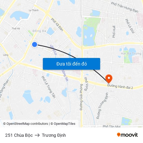 251 Chùa Bộc to Trương Định map