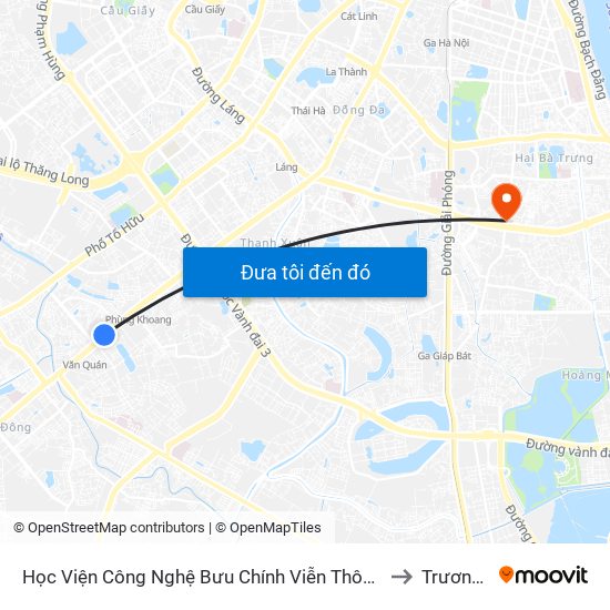 Học Viện Công Nghệ Bưu Chính Viễn Thông - Trần Phú (Hà Đông) to Trương Định map