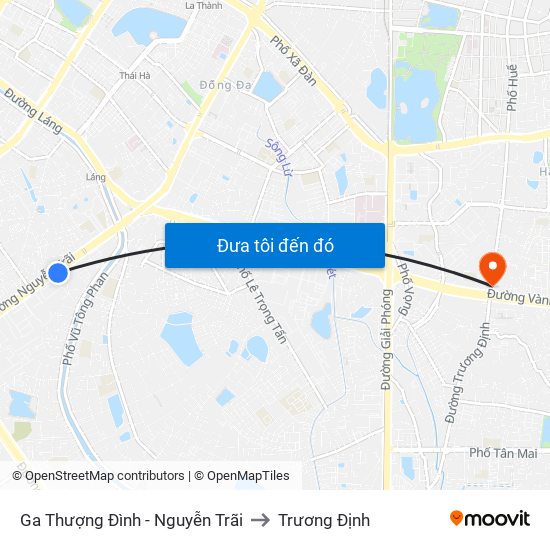 Ga Thượng Đình - Nguyễn Trãi to Trương Định map