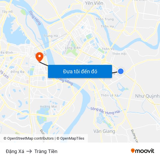 Đặng Xá to Tràng Tiền map