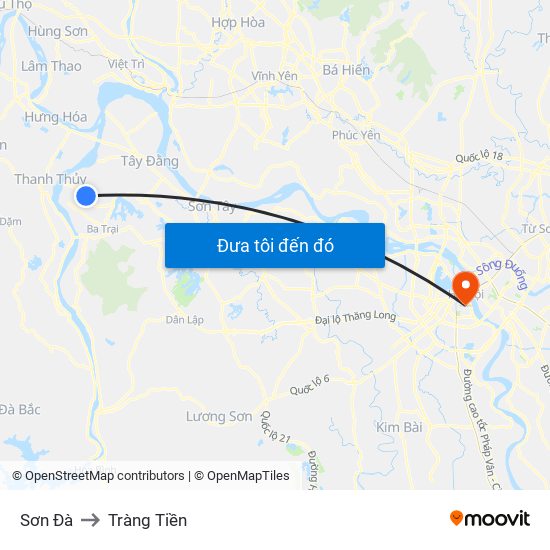 Sơn Đà to Tràng Tiền map