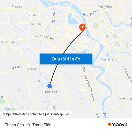 Thanh Cao to Tràng Tiền map