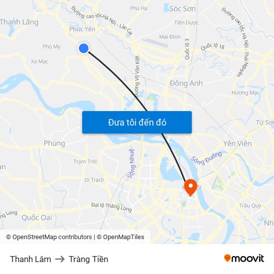 Thanh Lâm to Tràng Tiền map