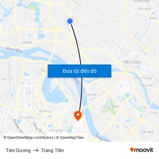 Tiên Dương to Tràng Tiền map