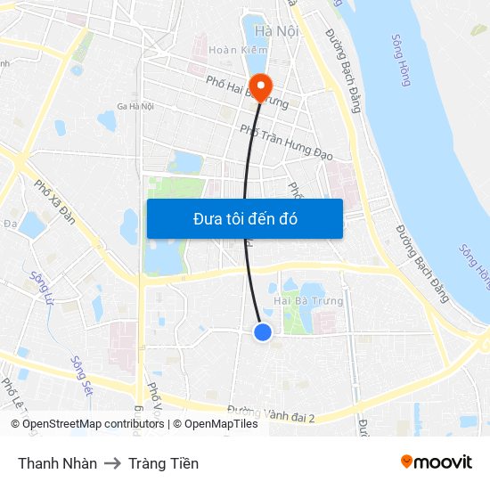 Thanh Nhàn to Tràng Tiền map