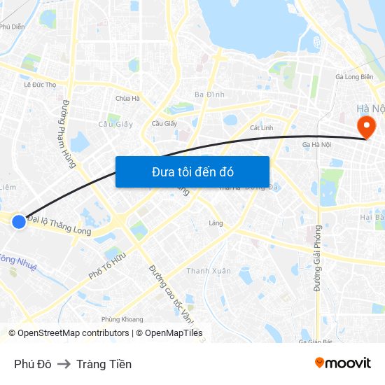 Phú Đô to Tràng Tiền map