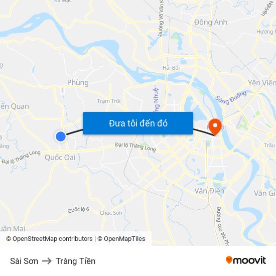 Sài Sơn to Tràng Tiền map