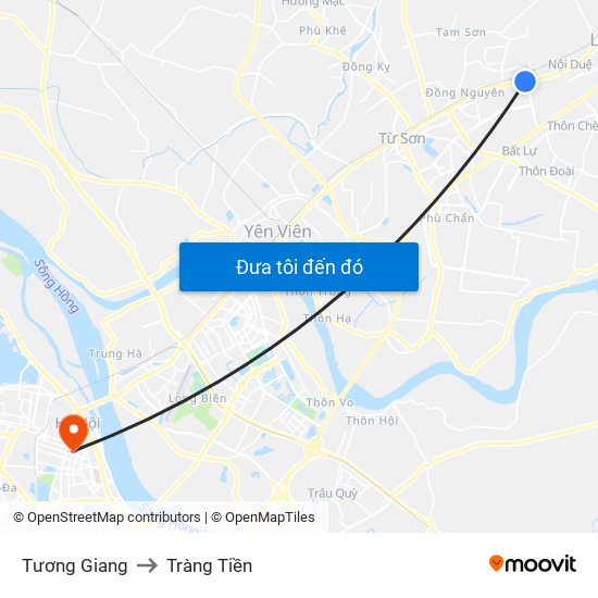 Tương Giang to Tràng Tiền map