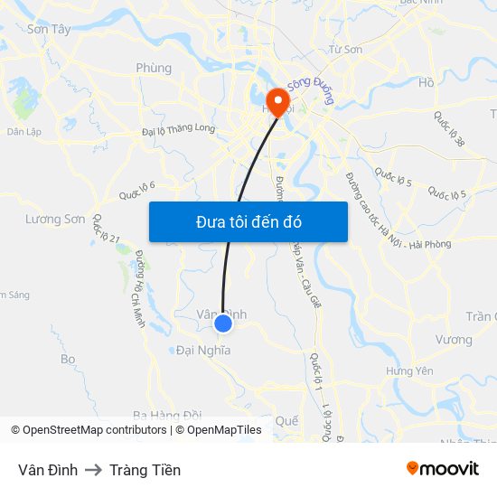 Vân Đình to Tràng Tiền map