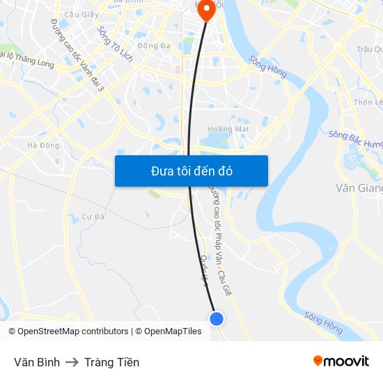 Văn Bình to Tràng Tiền map