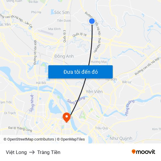Việt Long to Tràng Tiền map