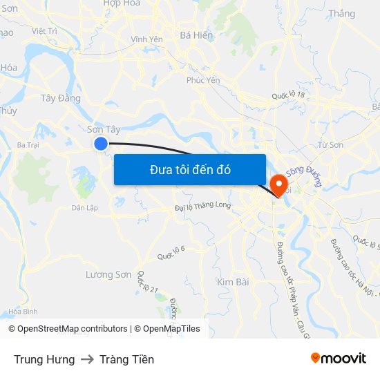 Trung Hưng to Tràng Tiền map