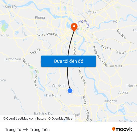 Trung Tú to Tràng Tiền map