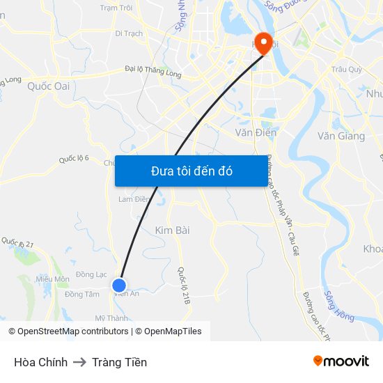 Hòa Chính to Tràng Tiền map