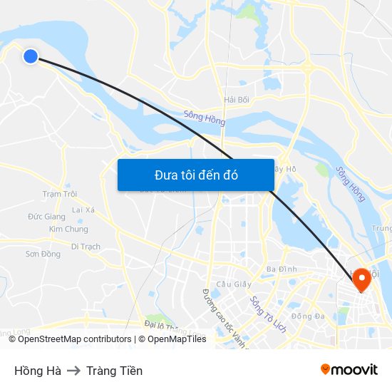 Hồng Hà to Tràng Tiền map