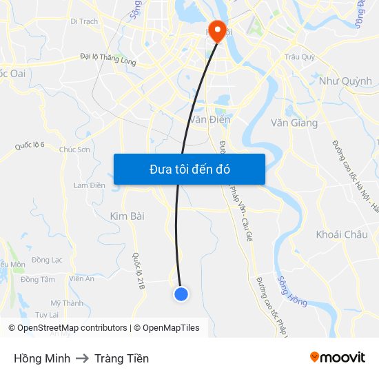 Hồng Minh to Tràng Tiền map