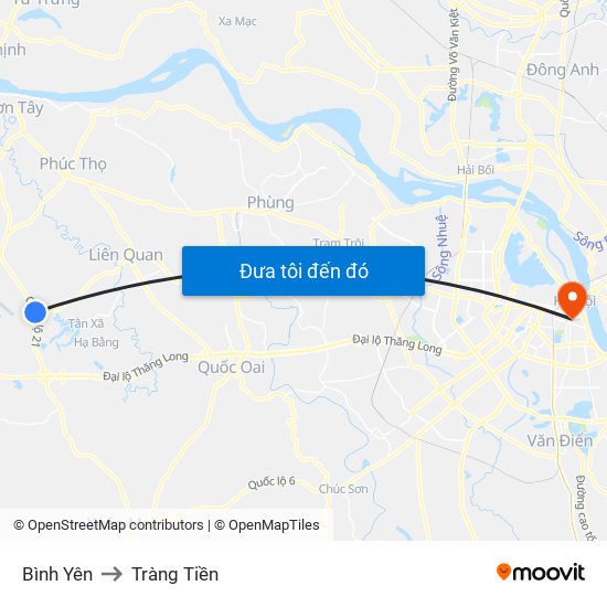 Bình Yên to Tràng Tiền map