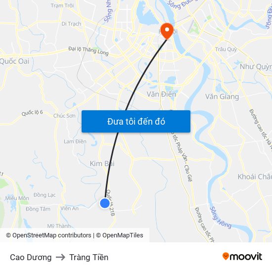 Cao Dương to Tràng Tiền map
