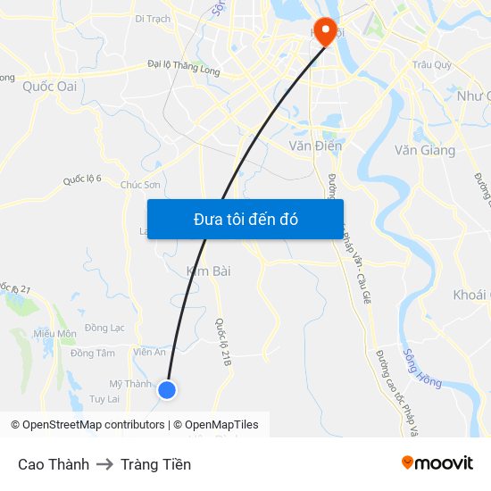 Cao Thành to Tràng Tiền map