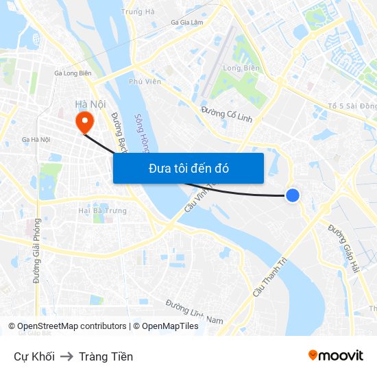 Cự Khối to Tràng Tiền map