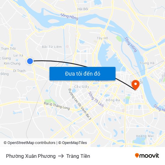 Phường Xuân Phương to Tràng Tiền map