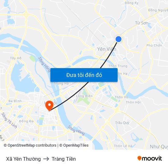 Xã Yên Thường to Tràng Tiền map
