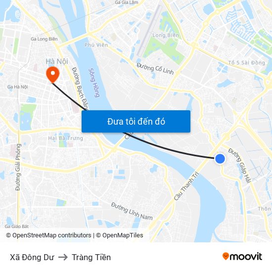Xã Đông Dư to Tràng Tiền map