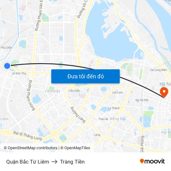 Quận Bắc Từ Liêm to Tràng Tiền map