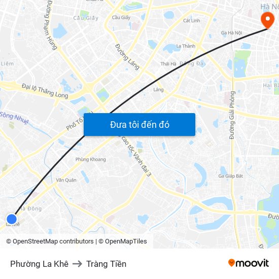 Phường La Khê to Tràng Tiền map