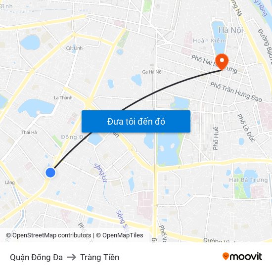 Quận Đống Đa to Tràng Tiền map