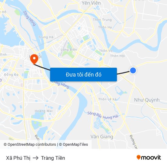 Xã Phú Thị to Tràng Tiền map