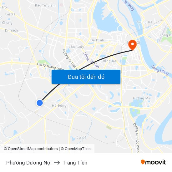 Phường Dương Nội to Tràng Tiền map