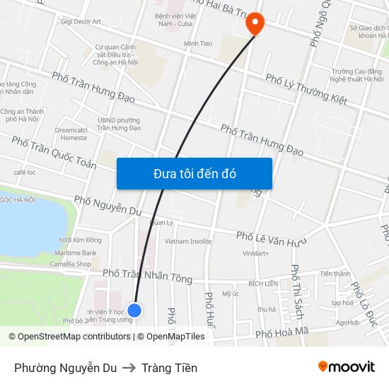 Phường Nguyễn Du to Tràng Tiền map