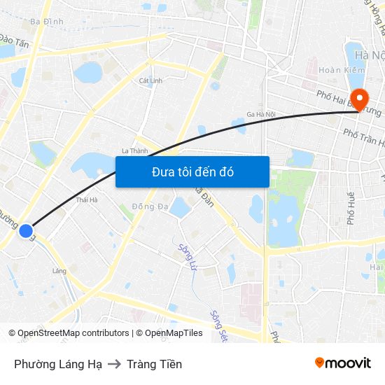 Phường Láng Hạ to Tràng Tiền map
