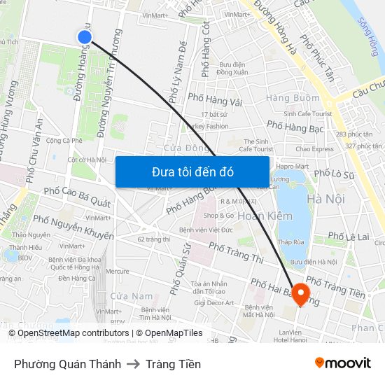 Phường Quán Thánh to Tràng Tiền map