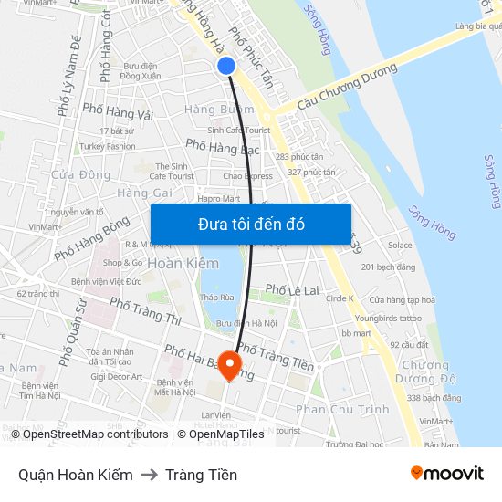 Quận Hoàn Kiếm to Tràng Tiền map