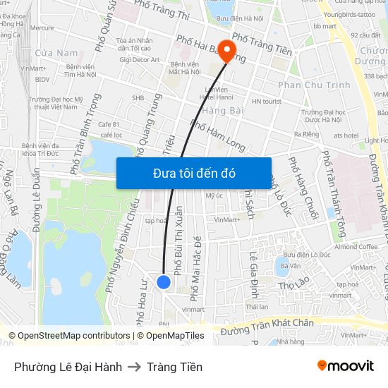 Phường Lê Đại Hành to Tràng Tiền map