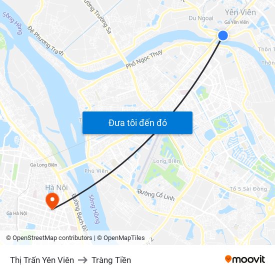 Thị Trấn Yên Viên to Tràng Tiền map