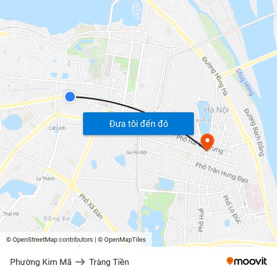 Phường Kim Mã to Tràng Tiền map