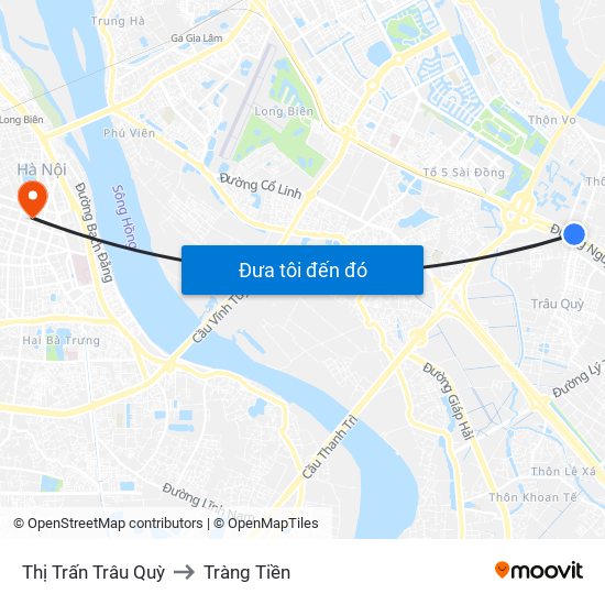 Thị Trấn Trâu Quỳ to Tràng Tiền map