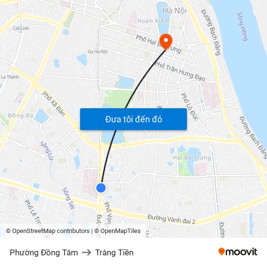 Phường Đồng Tâm to Tràng Tiền map