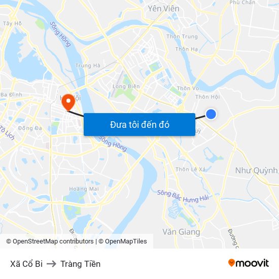 Xã Cổ Bi to Tràng Tiền map