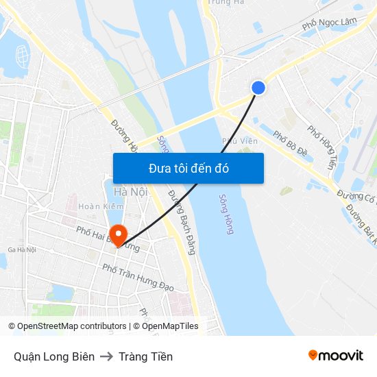 Quận Long Biên to Tràng Tiền map