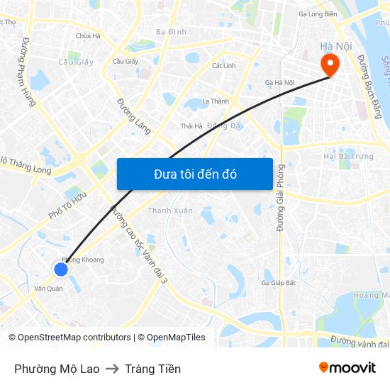 Phường Mộ Lao to Tràng Tiền map