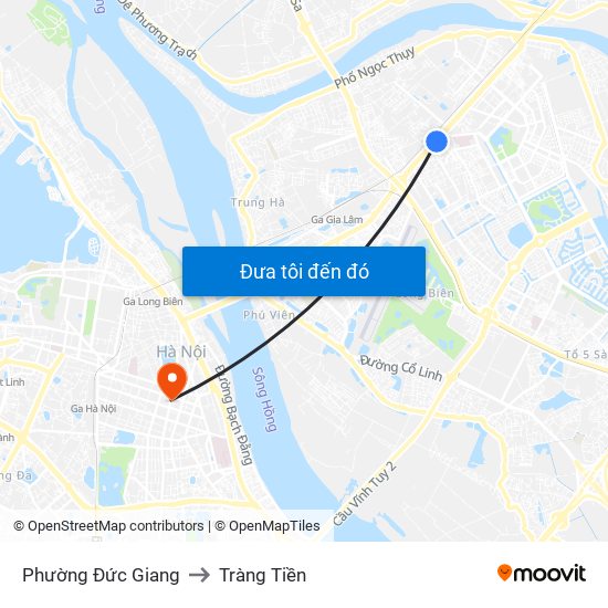 Phường Đức Giang to Tràng Tiền map