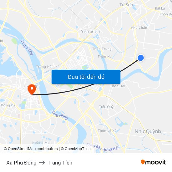 Xã Phù Đổng to Tràng Tiền map