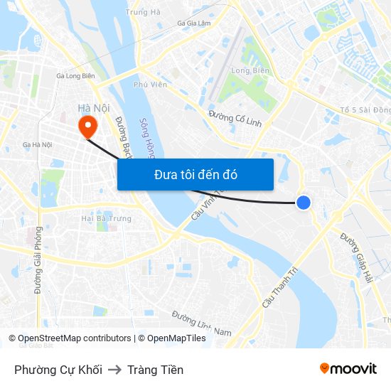 Phường Cự Khối to Tràng Tiền map